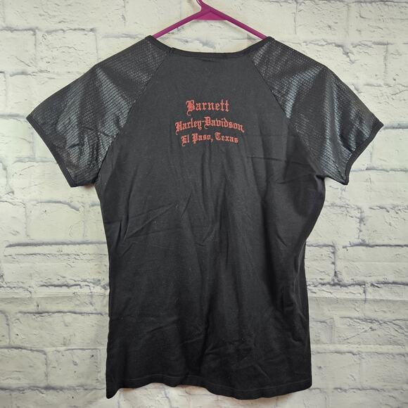 Harley-Davidson El Paso Texas Black V-Neck T-Shirt Womens M Medium Made In USA - Picture 3 of 3